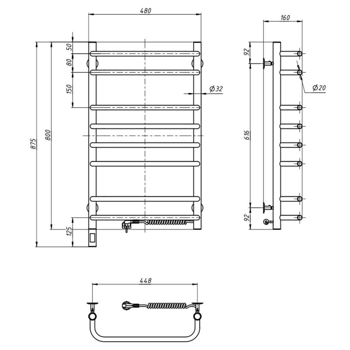 Рушникосушка Navin Симфонія 480х800 Sensor права з таймером Фото - 4