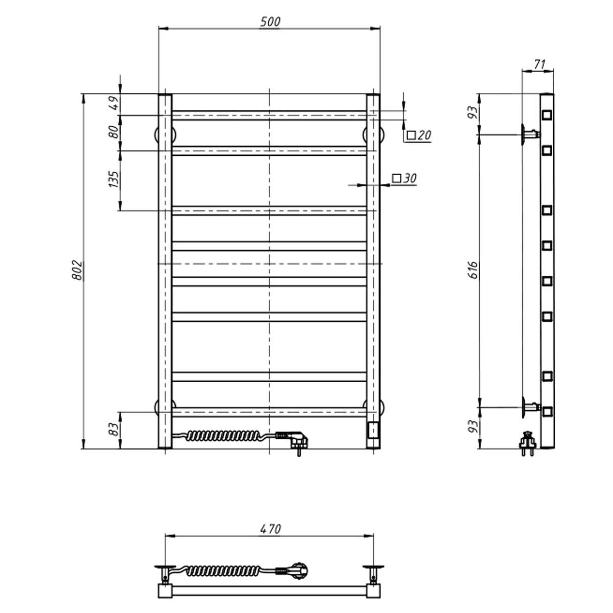 Рушникосушка Navin Loft 500х800 Sensor з таймером, ліва Фото - 4