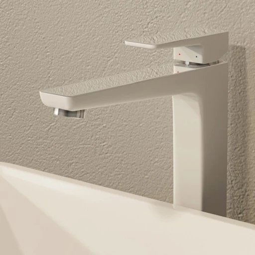 Змішувач для умивальника Omnires Parma chrome /white, високий (PM7412CRB) Фото - 2