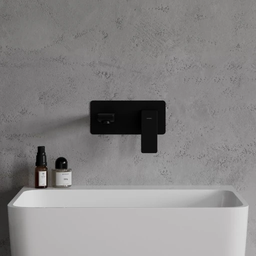 Смеситель для умывальника скрытого монтажа Omnires Parma black mat (PM7415BL) Фото - 2