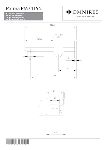 Змішувач для умивальника прихованого монтажу Omnires Parma хром (PM7415NCR) Фото - 3