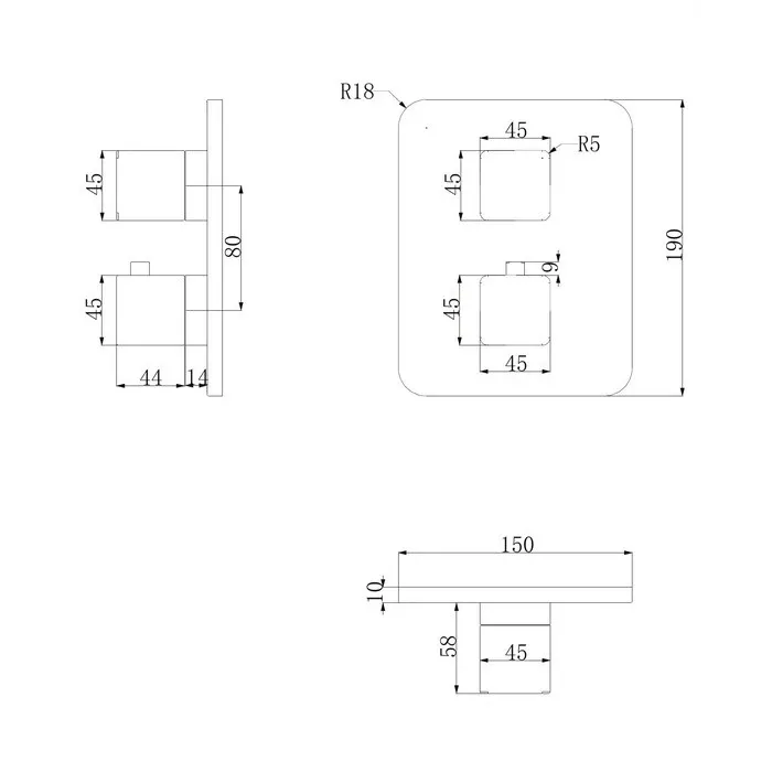 Смеситель для ванны и душа скрытого монтажа Omnires Parma black mat (PM7436BL) Фото - 1