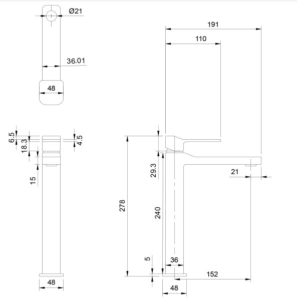 Змішувач для умивальника Omnires Slide високий graphite (SL7712GR) Фото - 1