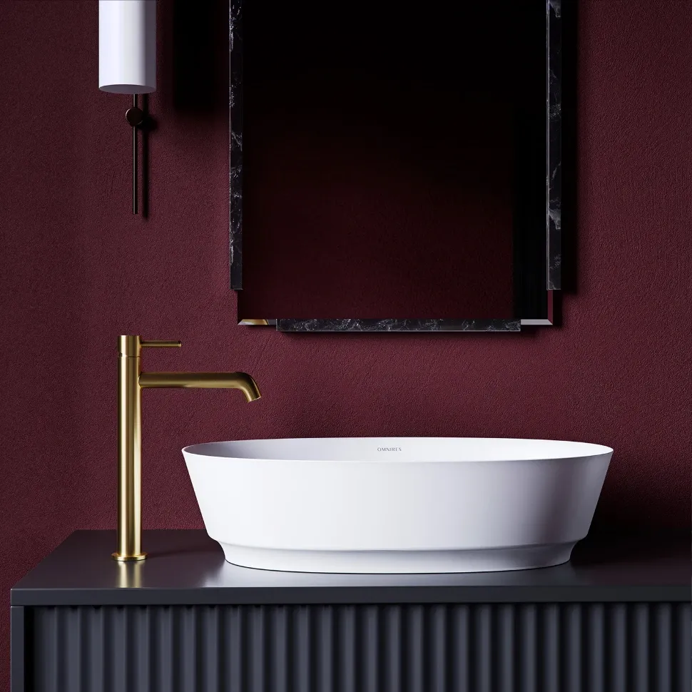 Смеситель для умывальника Omnires Y brushed gold высокий (Y1212GLB) Фото - 1