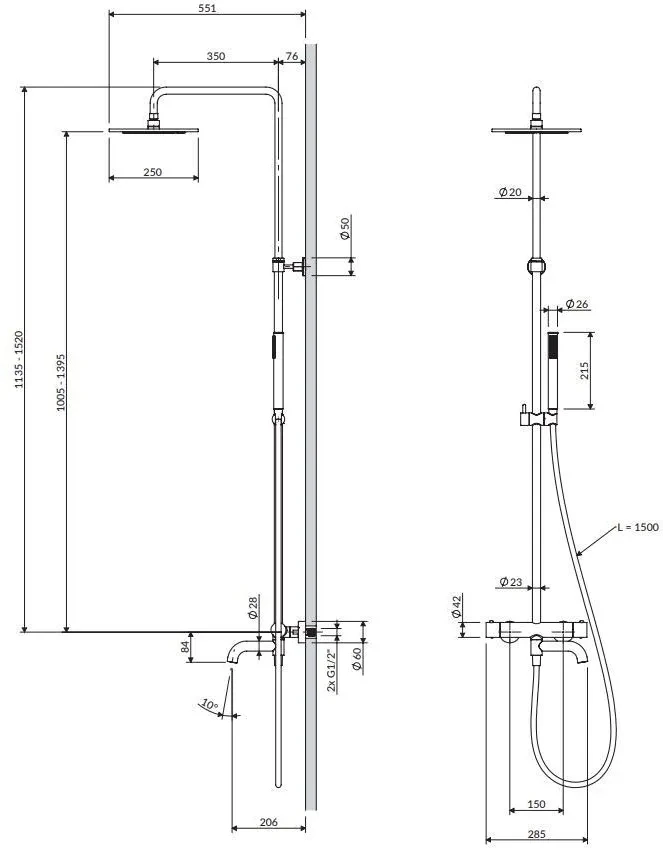 Душова система Omnires Y з термостатом, brushed graphite (Y1234GR) Фото - 1