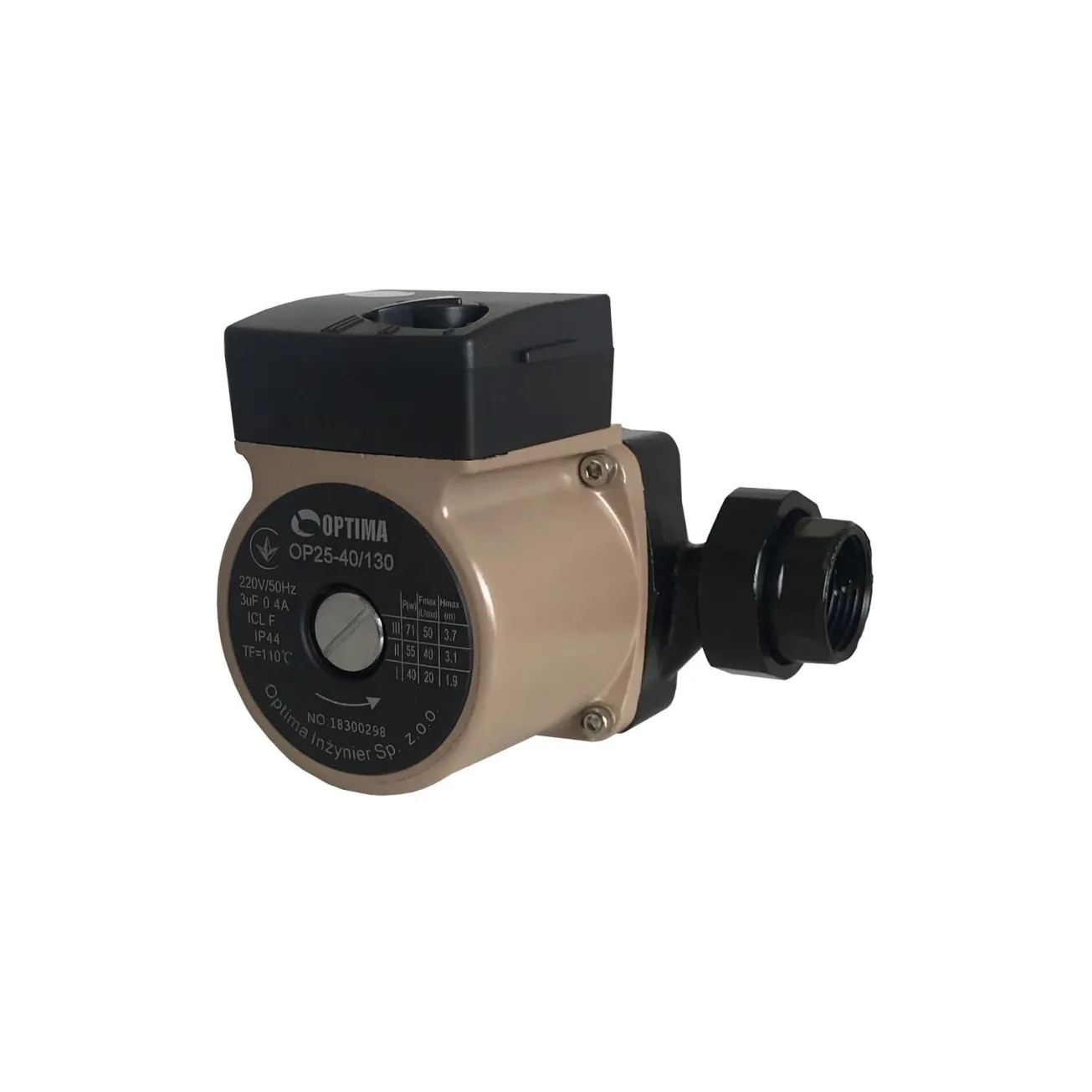 Насос циркуляционный Optima OP25-40 130мм + гайки, + кабель с вилкой Фото - 4