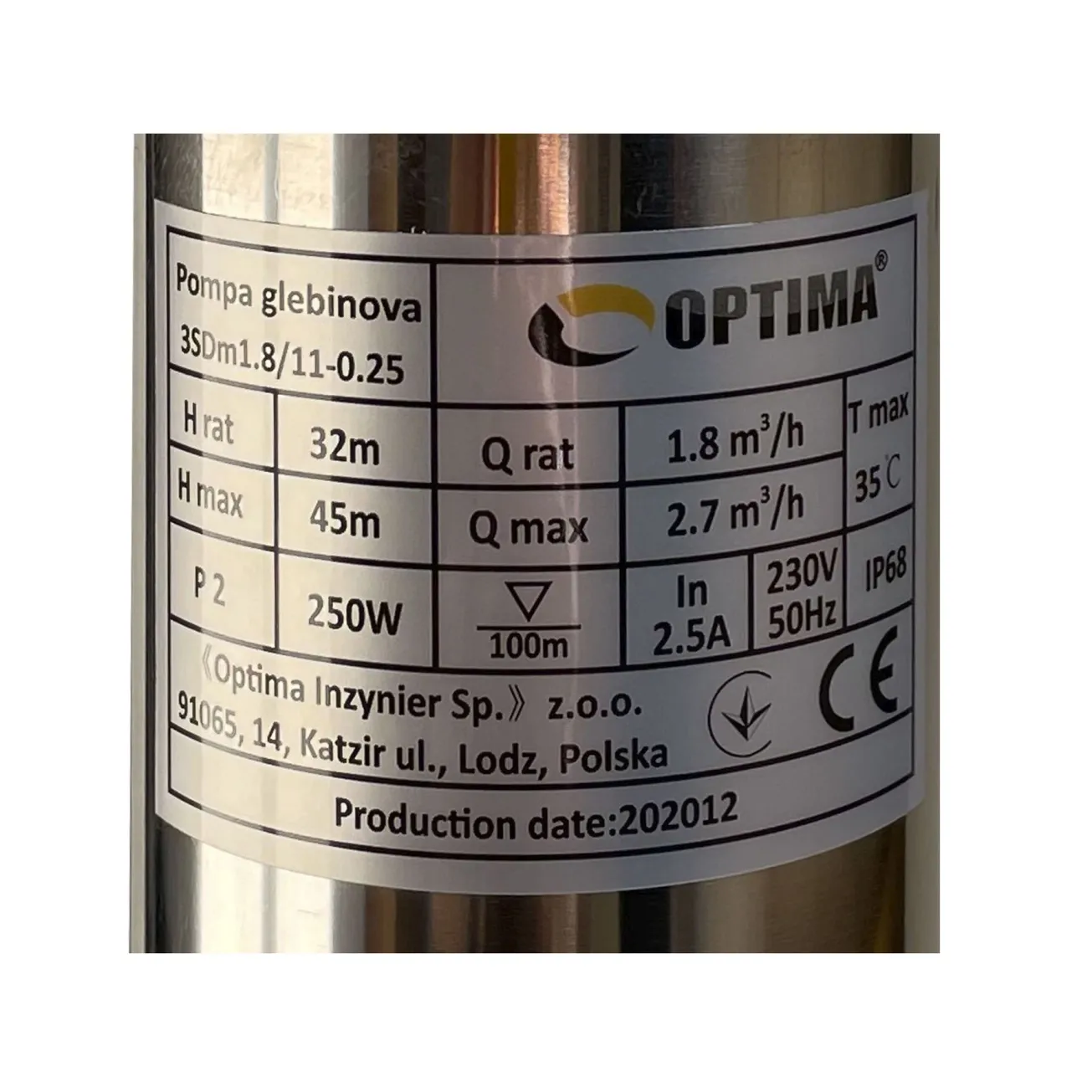 Насос скважинный с повышенной устойчивостью к песку 3″ OPTIMA 3SDm1,8/11 0,25 кВт 45м + пульт+кабель1,5мNEW Фото - 1