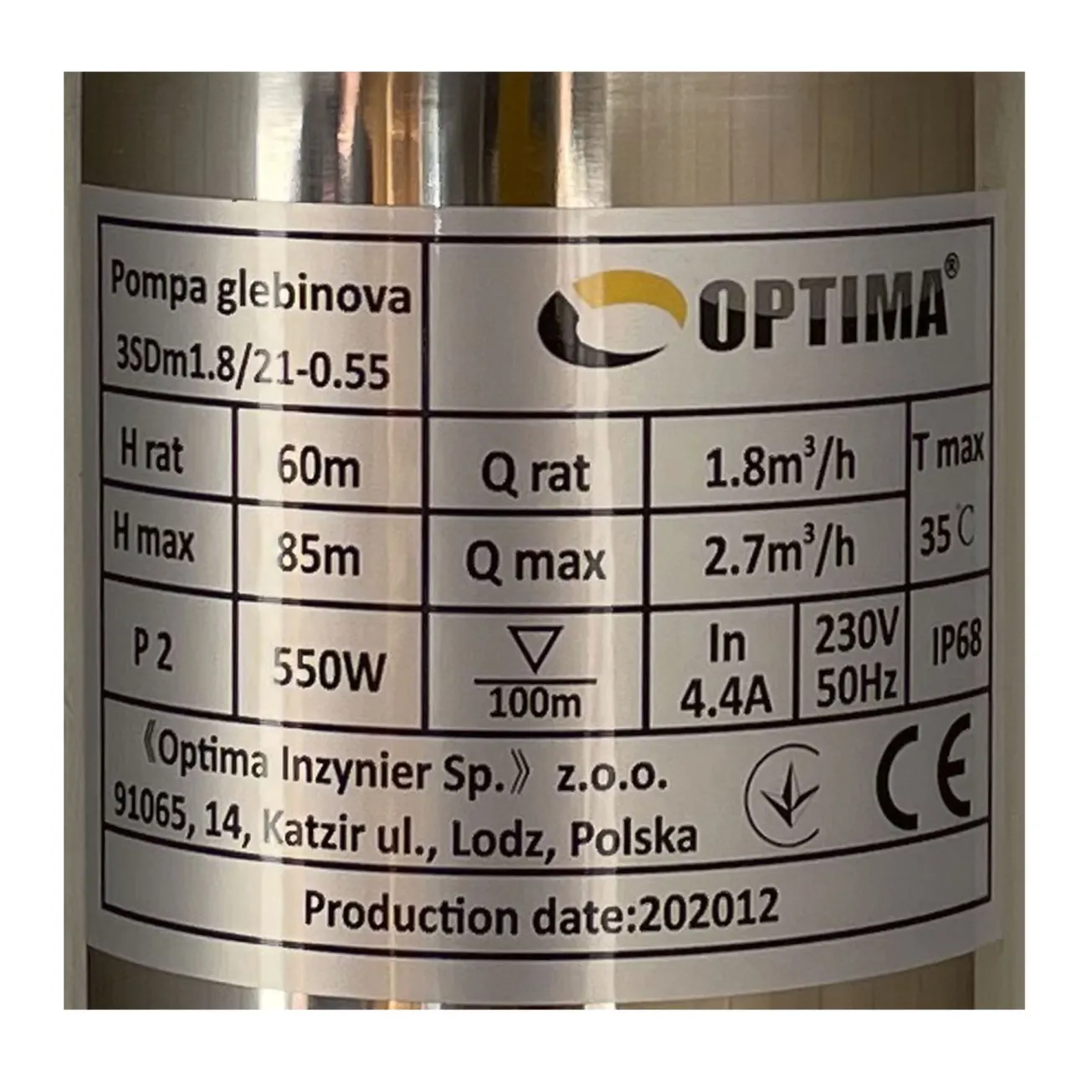 Насос свердловинний з підвищеною стійкістю до піску 3″ OPTIMA 3SDm1,8/21 0,55 кВт 85м +пульт+кабель 1,5мNEW Фото - 1