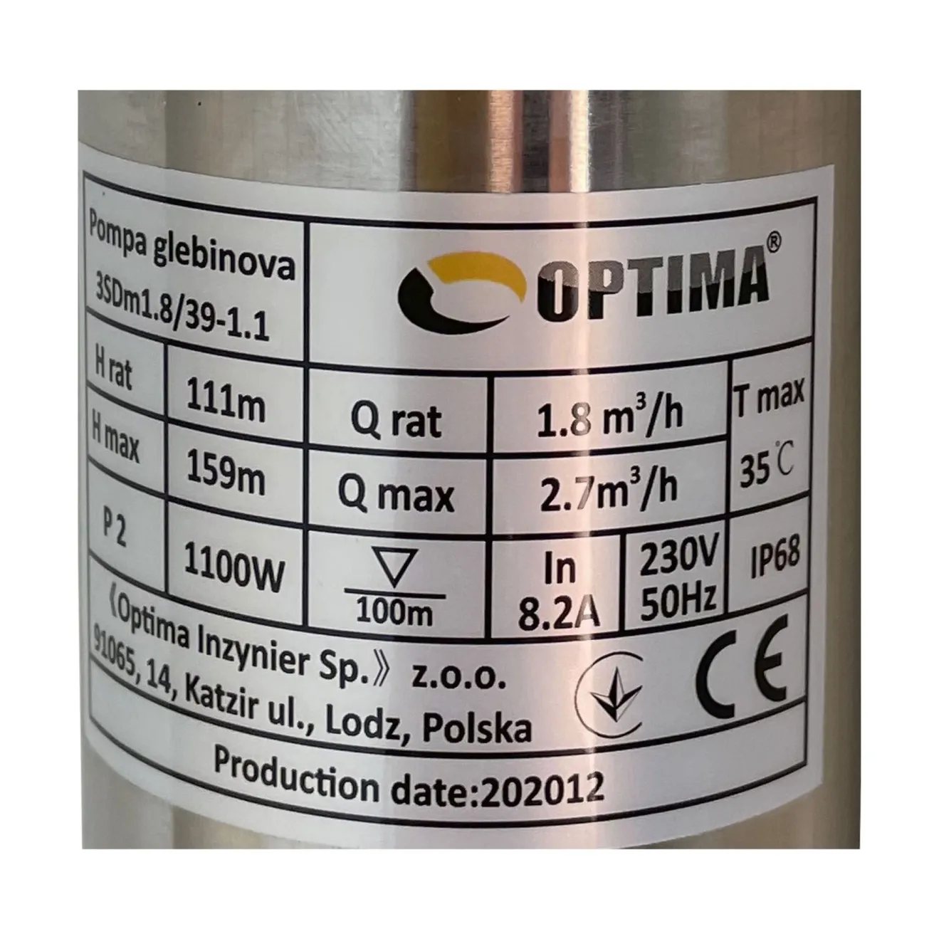 Насос свердловинний з підвищеною стійкістю до піску  3″ OPTIMA 3SDm1,8/39 1,1 кВт 159м +пульт+кабель 1,5мNEW Фото - 2