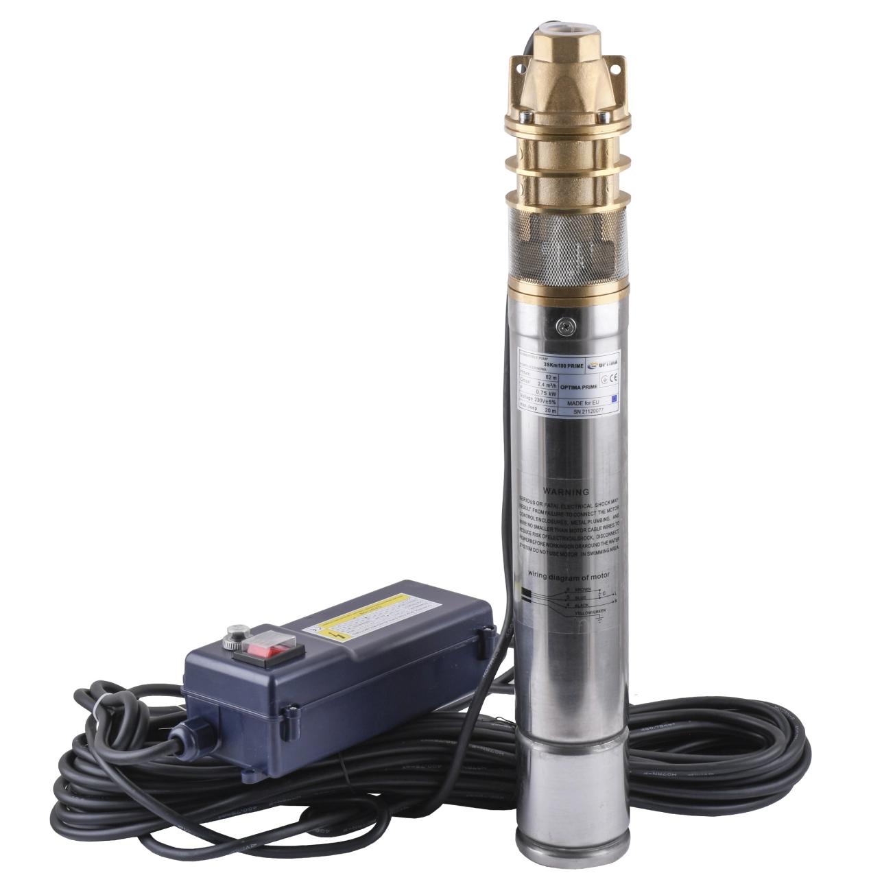 Насос свердловинний вихровий OPTIMA 3SKm100 PRIME 0.75кВт + кабель 20м+ пульт Фото - 1