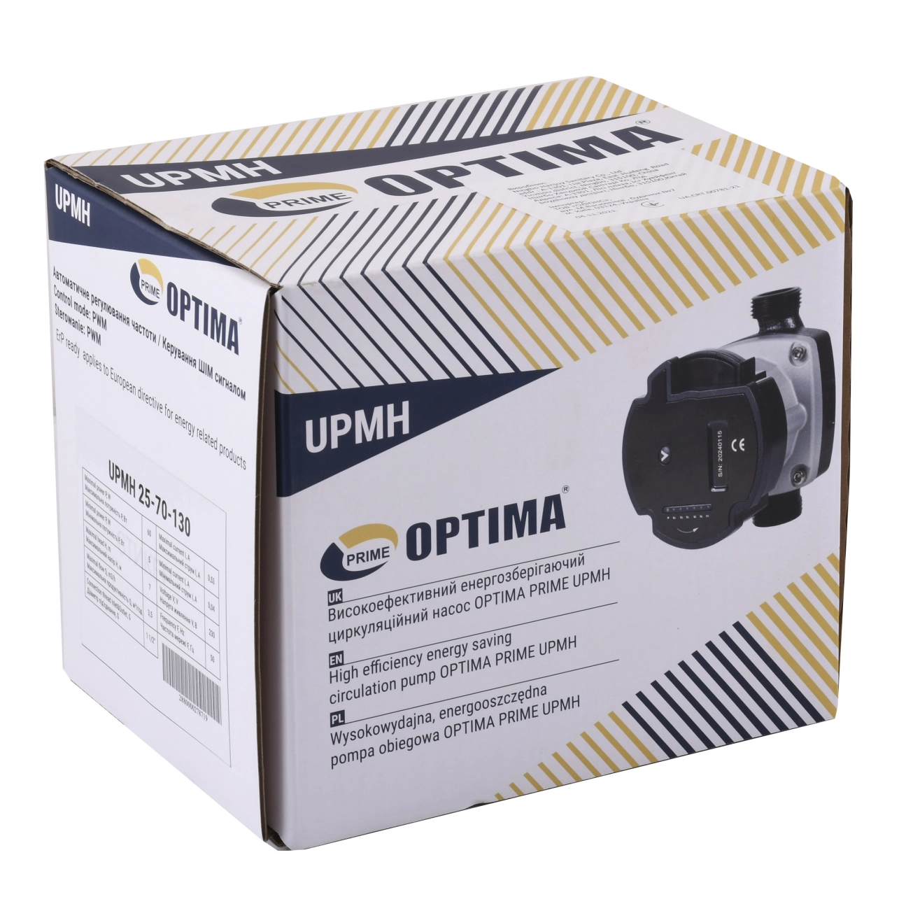 Насос циркуляционный энергосберегающий Optima PRIME UPMH 25-70AUTO 130мм + гайки Фото - 4
