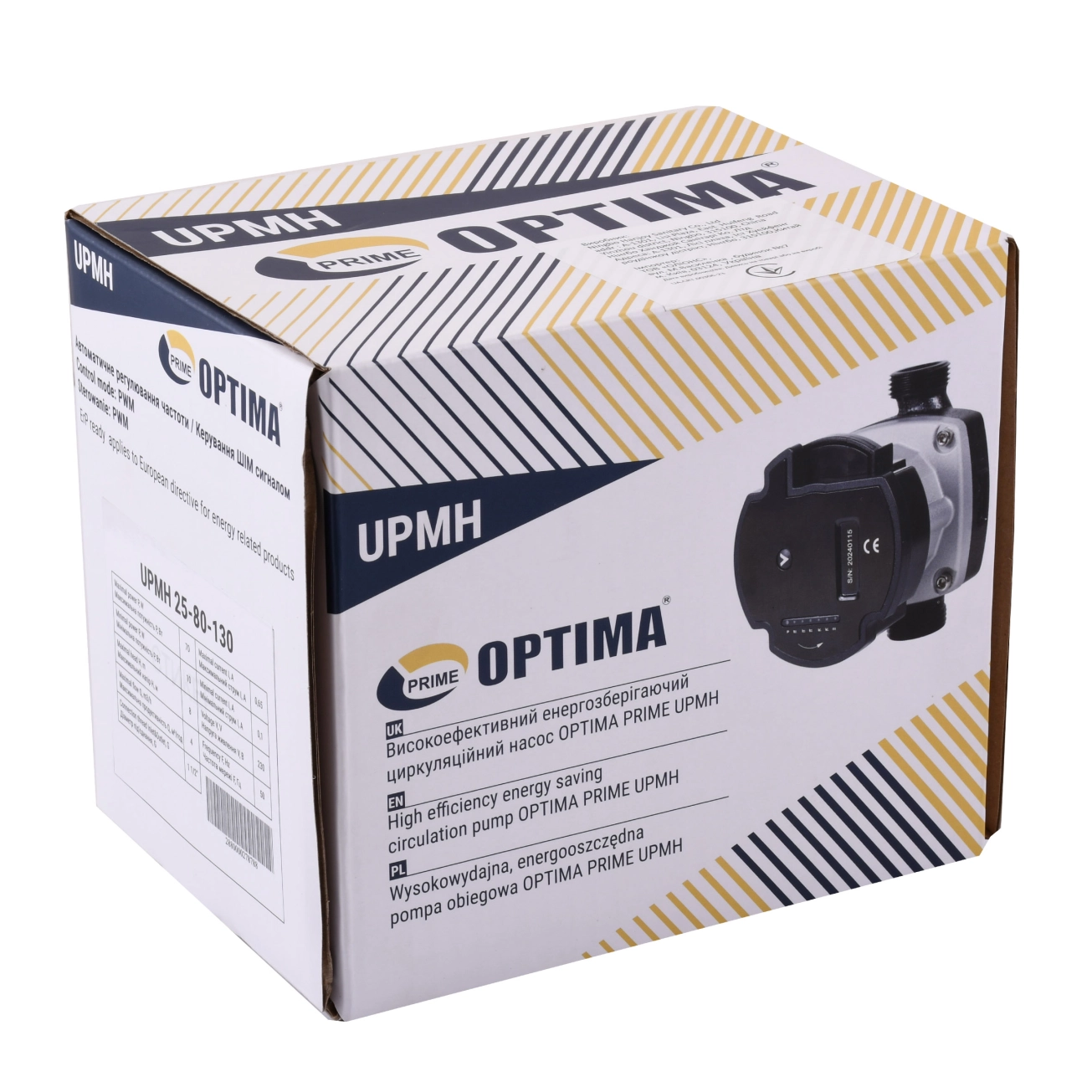 Насос циркуляційний енергоощадний  Optima PRIME UPMH 25-80AUTO 130мм + гайки Фото - 1