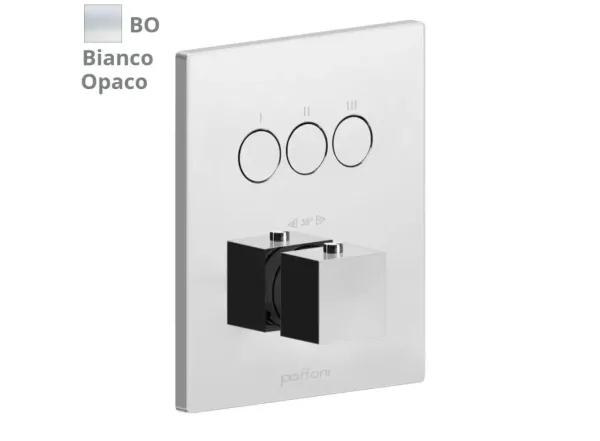 Термостат для душа Paffoni Compact box скрытого монтажа (3 функции) наружная часть, Bianco Opaco (CPT519BO)