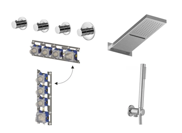 Душова система прихованого монтажу Paffoni Modular Box, сталь (KITMDE019ST)