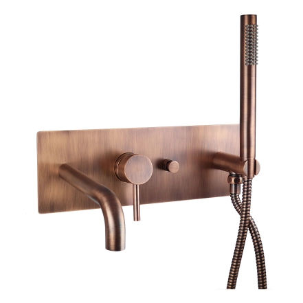 Смеситель для ванны/душа с изливом и душем Paffoni Light, Brushed Copper (LIG001RMSP)