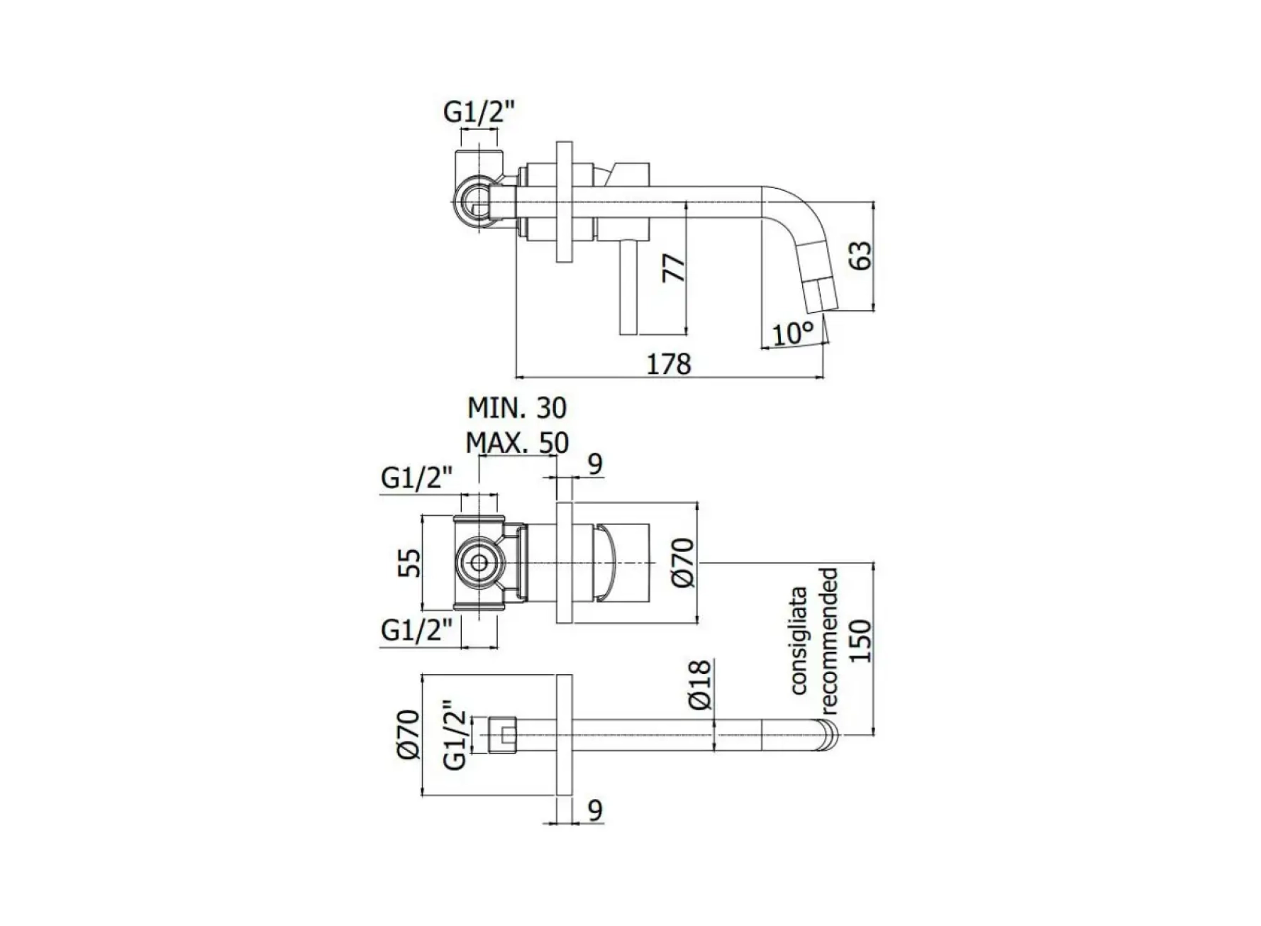 Змішувач для умивальника Paffoni Light, чорний (LIG006NO70) Фото - 2