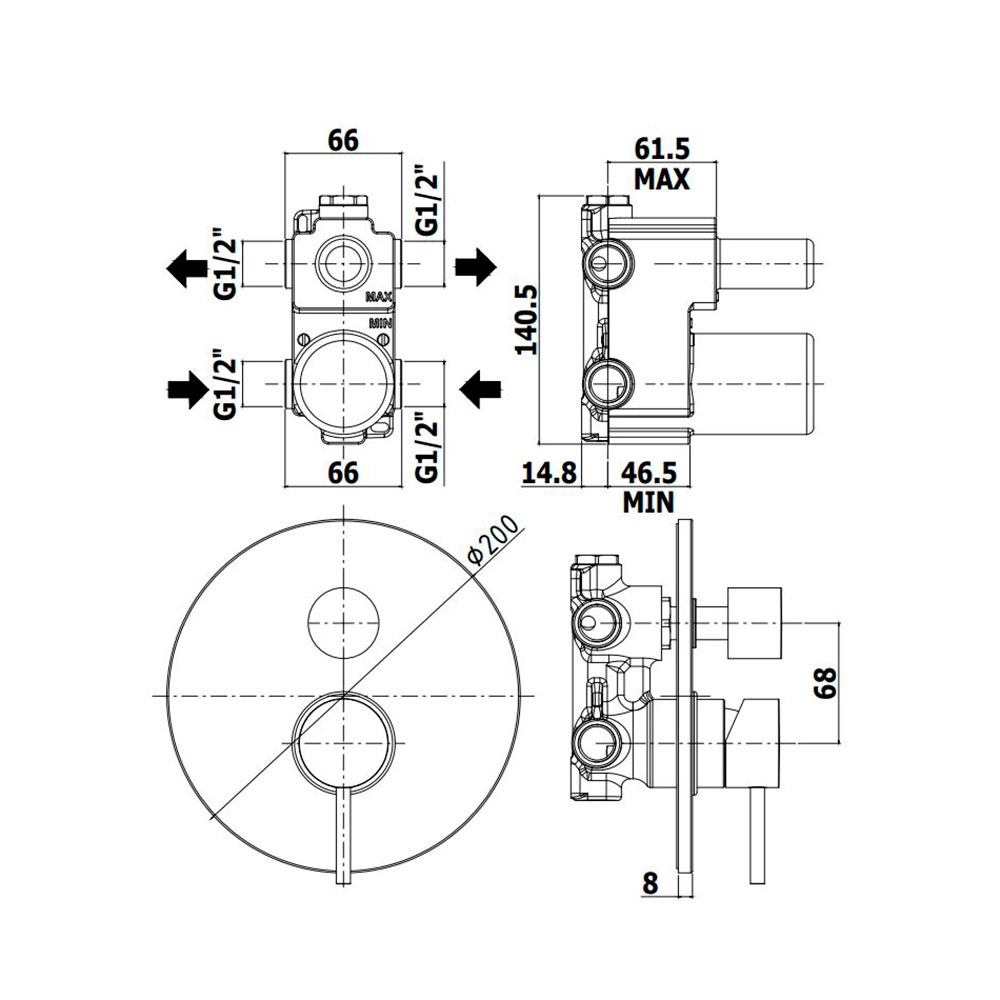 Смеситель для душа Paffoni Light на 2 позиции, Bianco Opaco (LIG018BO) Фото - 1
