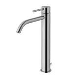 Смеситель для умывальника Paffoni Light высокий, с донным клапаном, Steel Looking (LIG085ST)