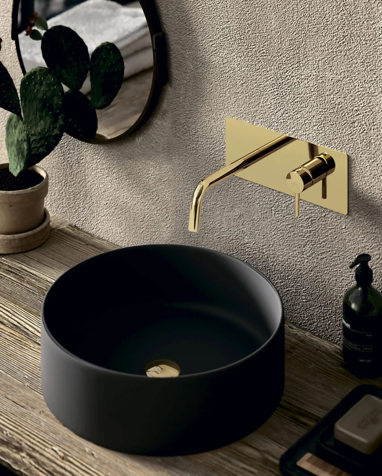 Змішувач для умивальника Paffoni Light, настінний, вилив 12.3 см, HoneyGold (LIG104HG) Фото - 1