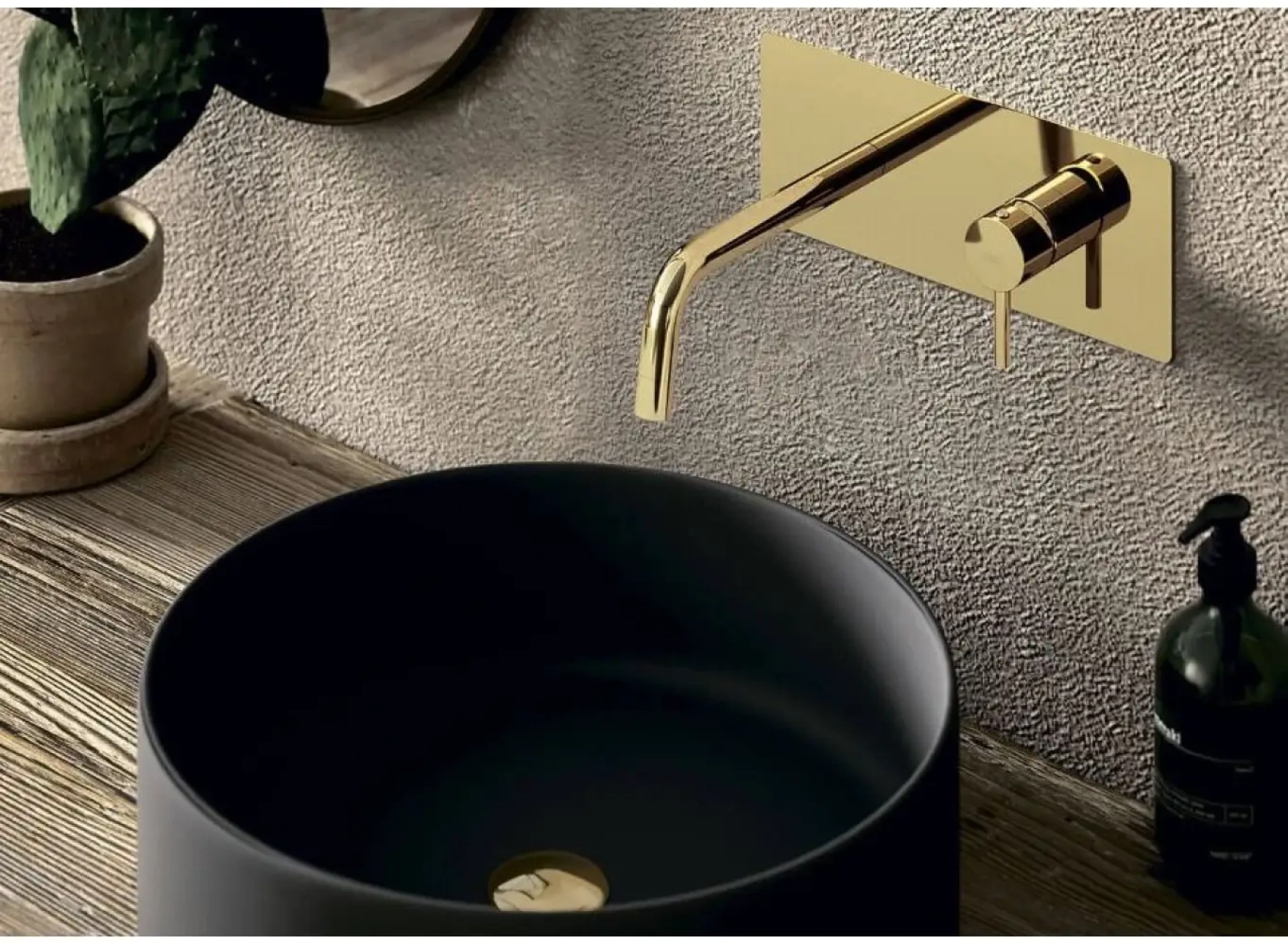 Смеситель для умывальника Paffoni Light, настенный, излив 17.8 см, Brushed Honey Gold (LIG105HGSP) Фото - 1