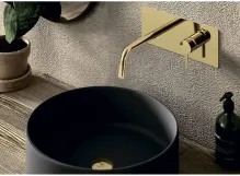 Змішувач для умивальника Paffoni Light, настінний, вилив 17.8 см, Brushed Honey Gold (LIG105HGSP) Фото - 1