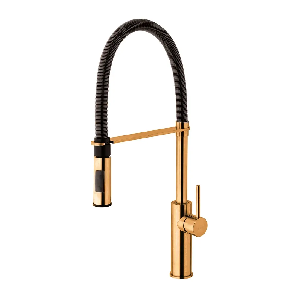 Змішувач для мийки Paffoni Light Professional, Brushed honey gold/ Matt black (LIG179HGSPNO)
