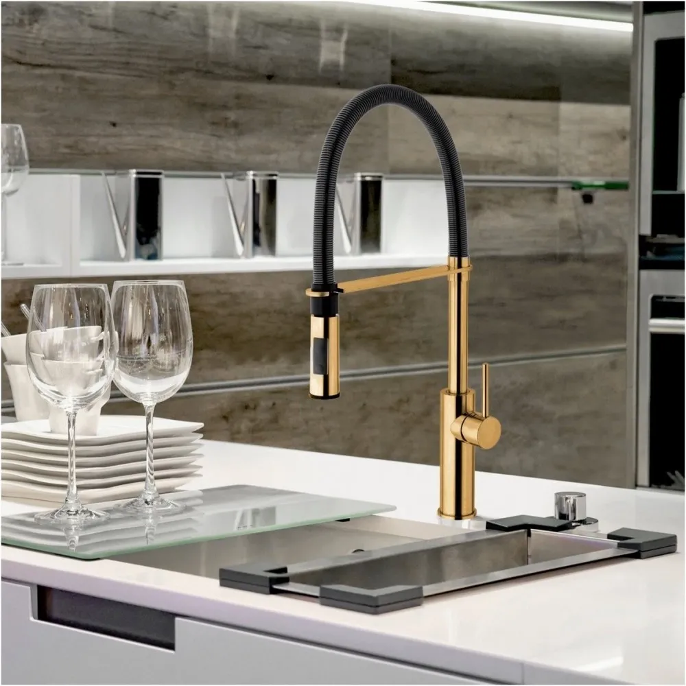 Змішувач для мийки Paffoni Light Professional, Brushed honey gold/ Matt black (LIG179HGSPNO) Фото - 2