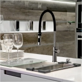 Смеситель для кухни Paffoni Light Professional, сталь/черный (LIG179STNO) Фото - 1