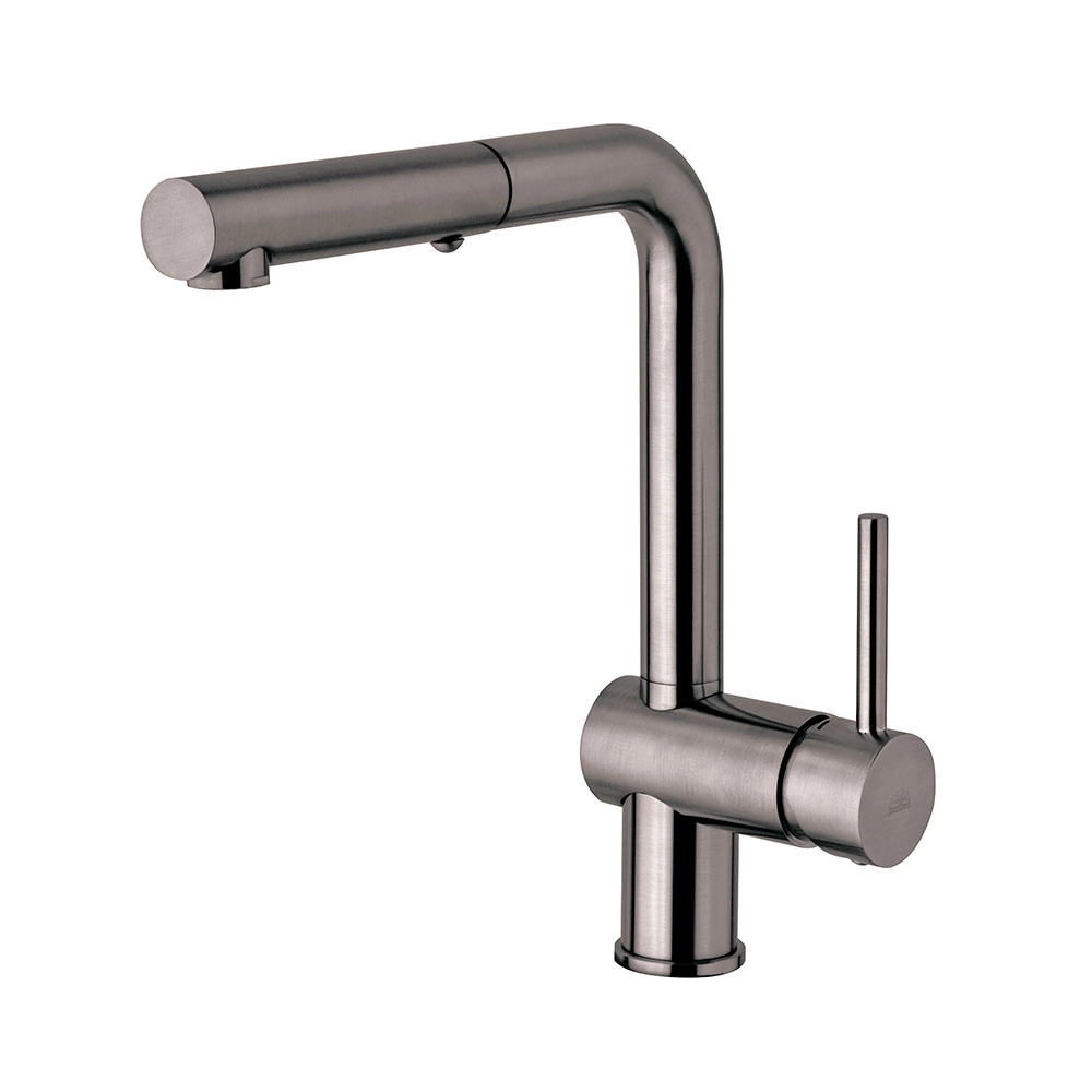 Смеситель для кухни Paffoni Light, с выдвижным изливом, Brushed Black Nickel (LIG285NKNSP-MET)