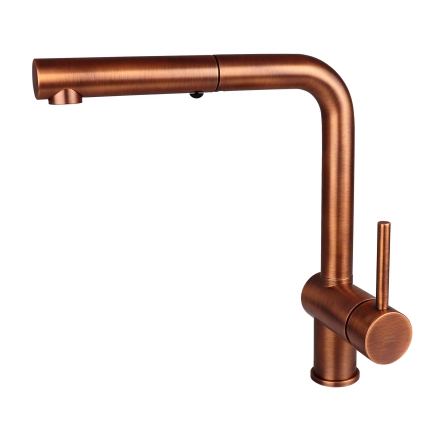 Змішувач для кухні Paffoni Light, з висувним зливом, Brushed Copper (LIG285RMSP-MET)