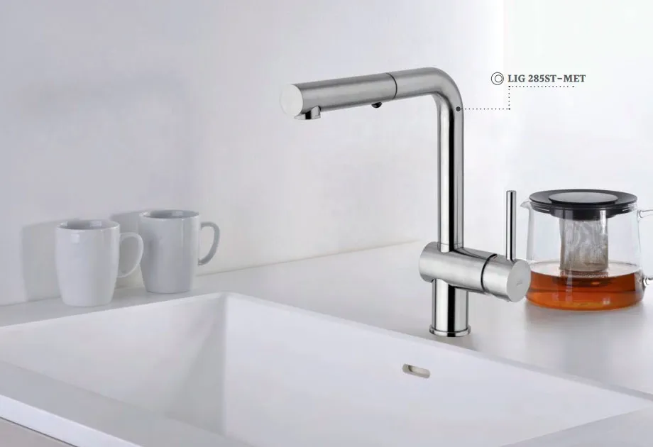 Смеситель для мойки Paffoni Light с поворотным изливом, металл (LIG285ST-MET) Фото - 3