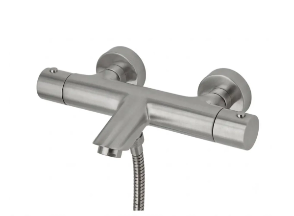Смеситель для ванны/душа с термостатом Paffoni Light, нержавеющая сталь (LIQ022ST)