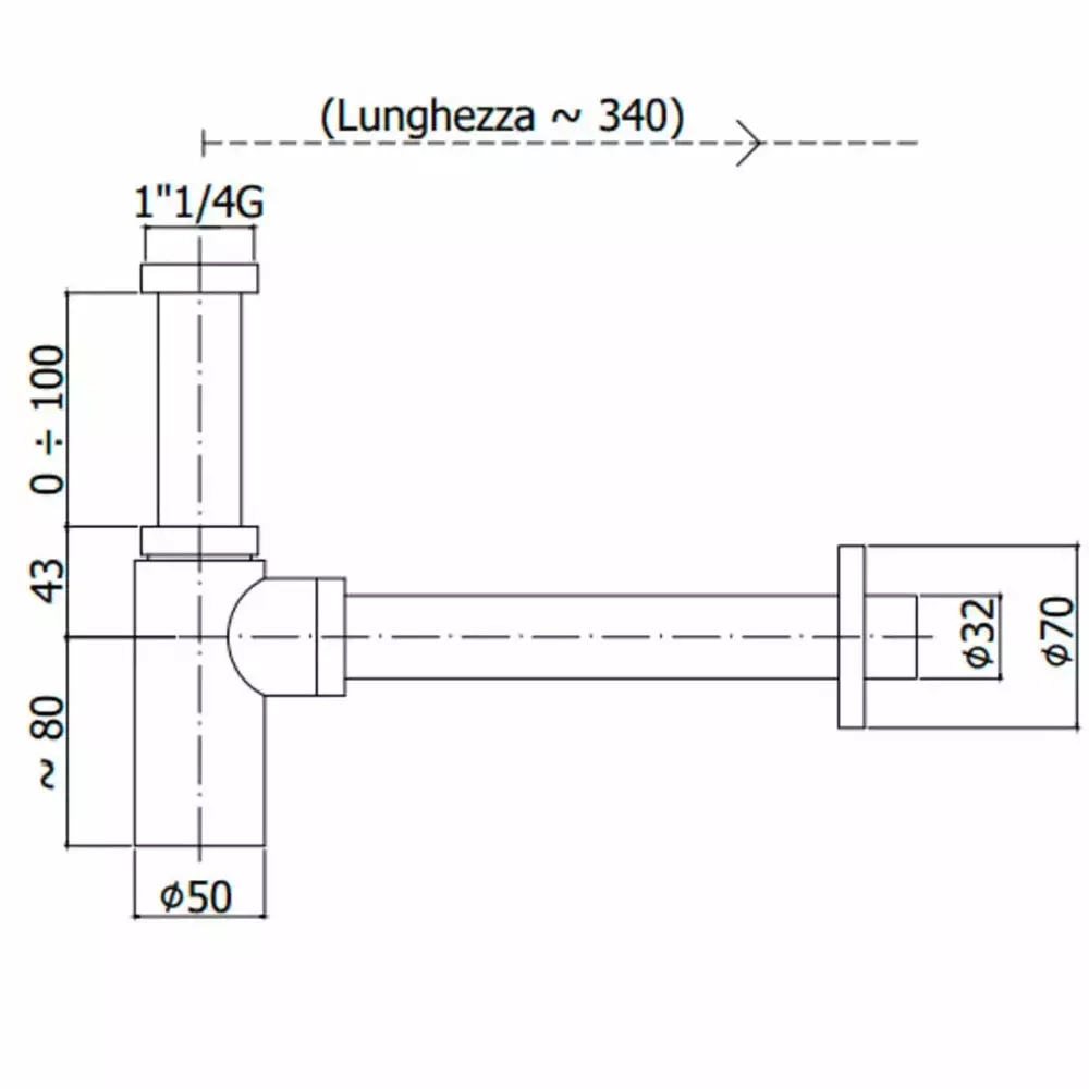 Сифон для умивальника Paffoni Light, чорний матовий (ZACC240NO) Фото - 1