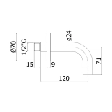 Вилив настінний L=120 Paffoni, Steel (ZBOC140ST) Фото - 1