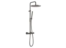Душевая система Paffoni Light с термостатом, верхняя лейка 300 мм, Brushed Black Chrome (ZCOL646KLIQNKNSP)