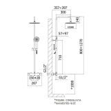Душова система Paffoni Light, з термостатом, верхня лійка 300 мм, Steel Looking (ZCOL646KLIQST) Фото - 5