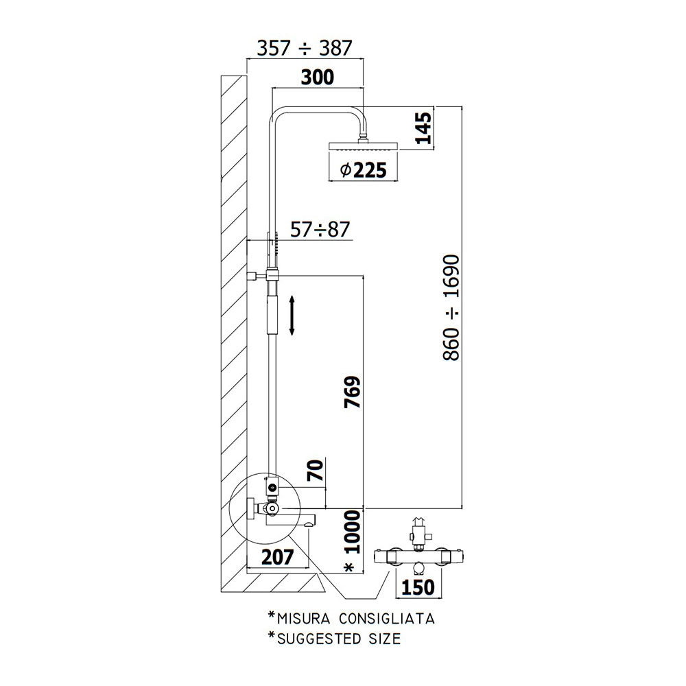 Душова система з термостатом Paffoni Birillo, хром (ZCOL721LIQCR) Фото - 4