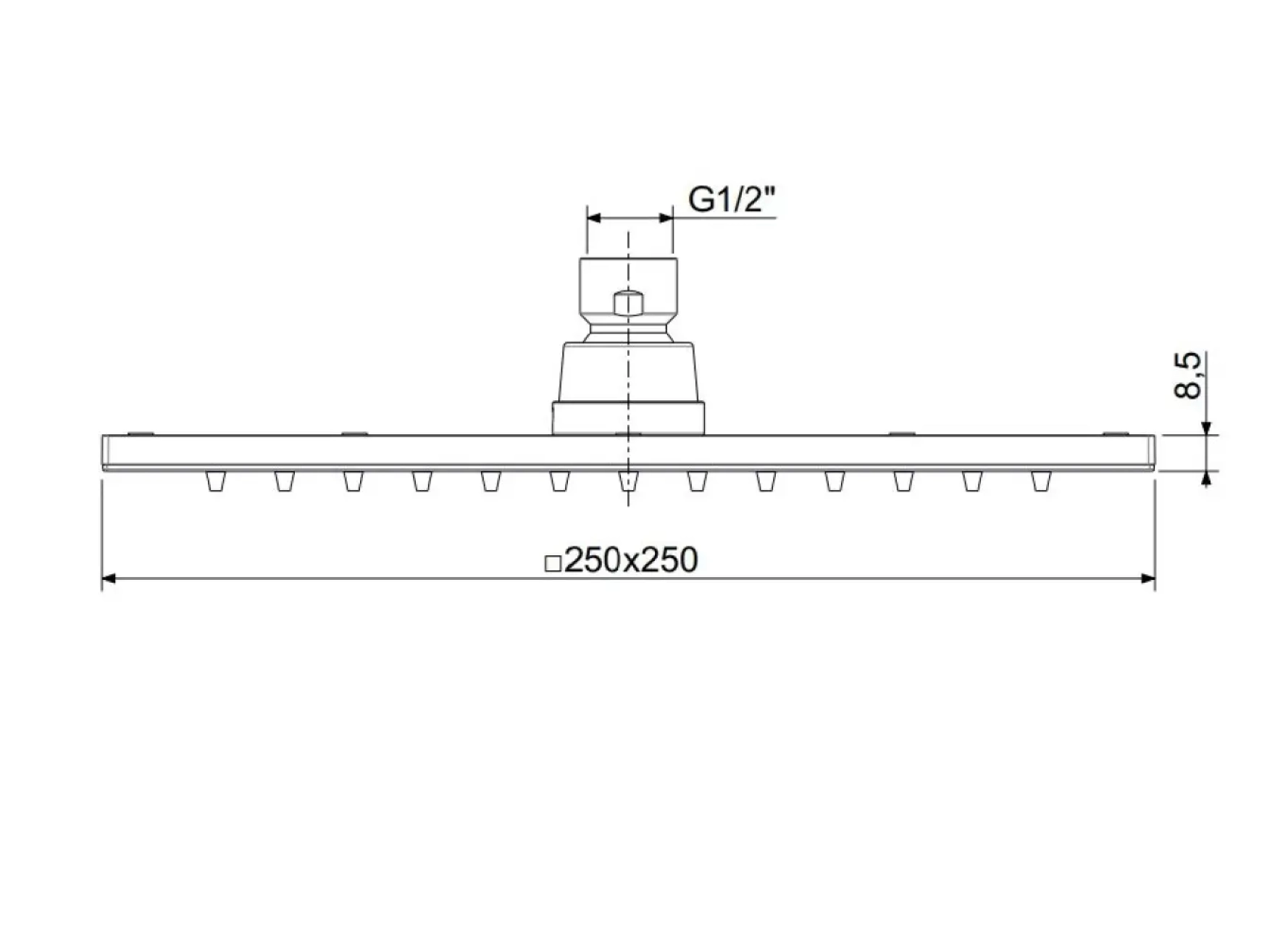 Верхній душ Paffoni Quadro SYNCRO PLUS 25x25 см із шарніром 1/2 дюйма, Steel Looking (ZSOF146ST) Фото - 1