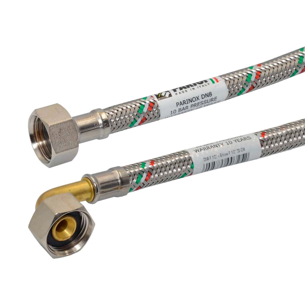 Шланг угловой Parigi Parinox EPDM DN8 1/2" х 1/2" ВВ 1,5 м PN10