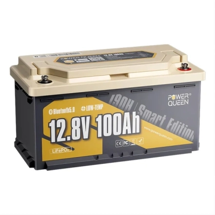 Акумуляторна батарея літій-залізо-фосфатна з Bluetooth 12.8В 100А*год LiFePO4 Power Queen H190 P12V100-100-RV190-BT-4-AC150 (44-00522)