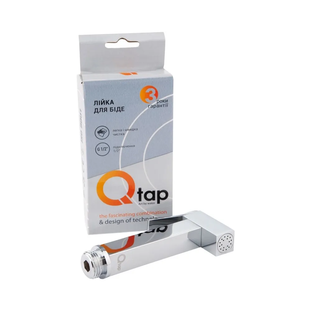 Лійка для гігієнічного душу Qtap Rucni прямоугольна QTCRMB120 Chrome (Bidet) Фото - 2