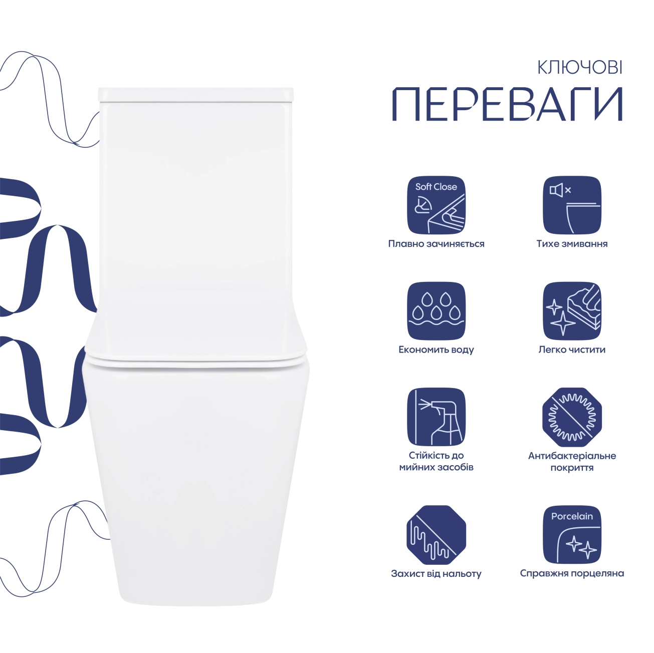 Унітаз-компакт Qtap Crow безобідковий з сідінням Soft-close QT05222170W Фото - 3