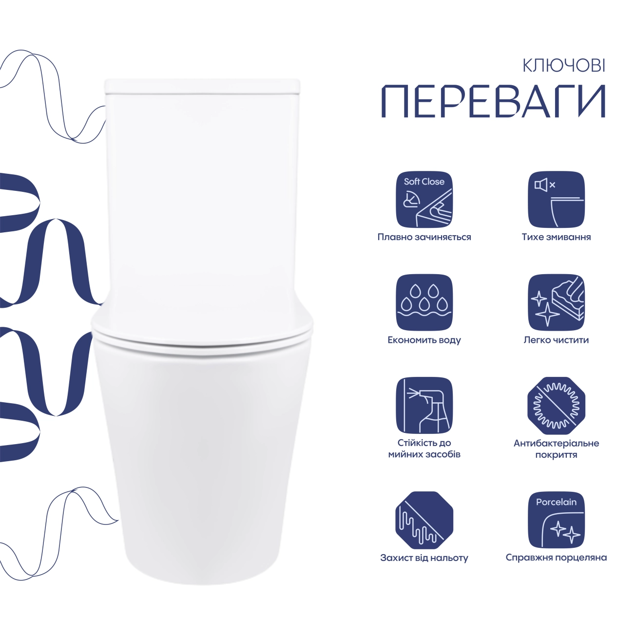 Унитаз-компакт Qtap Stork/Swan безободковый с сиденьем Soft-close QT15222179W Фото - 2