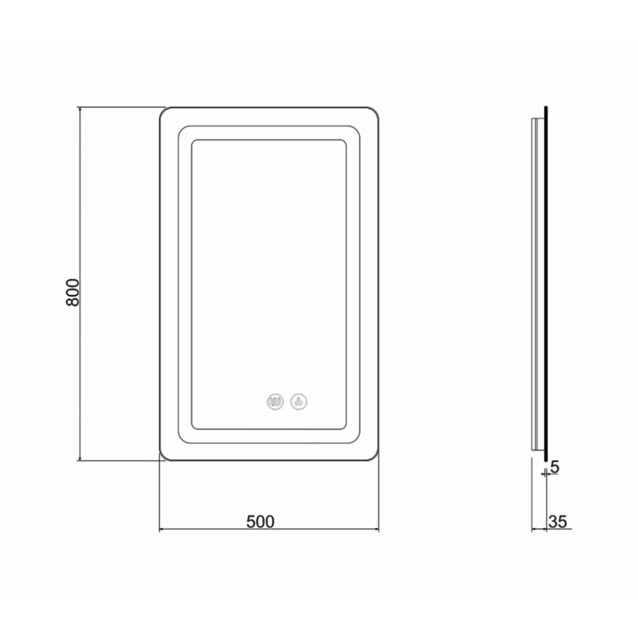 Дзеркало Qtap Mideya (DC-F911) 500х800 з LED-підсвічуваннямі QT2078F911W (SD00036737) Фото - 1
