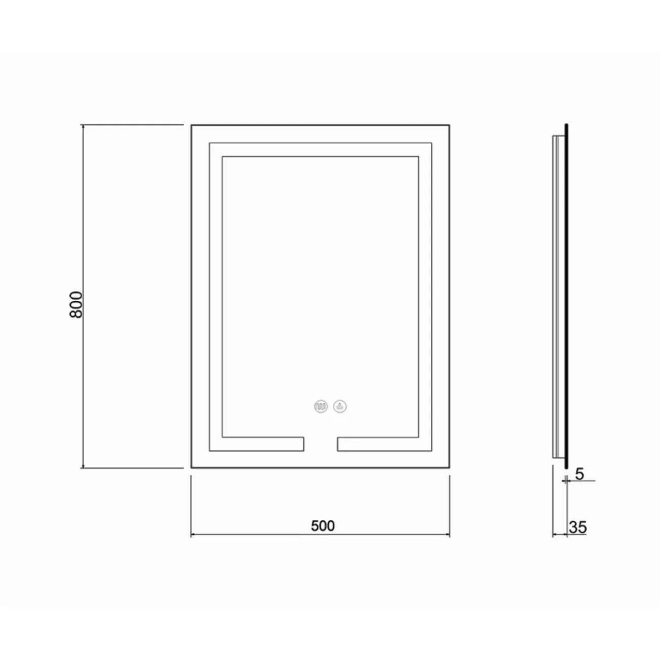 Дзеркало Qtap Mideya (DC-F936) 500х800 з LED-підсвічуваннямі QT2078F936W (SD00036739) Фото - 1