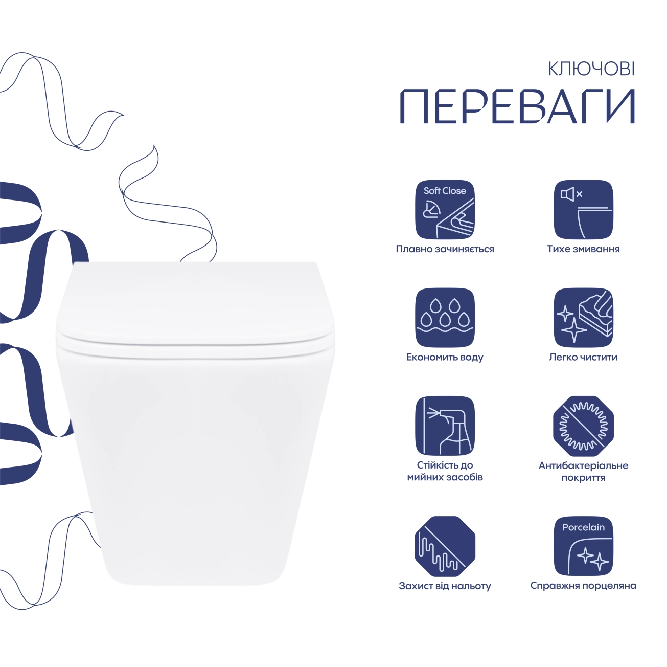 Унітаз підвісний Qtap Tern безобідковий з сідінням Soft-close QT1733052ERW Фото - 2