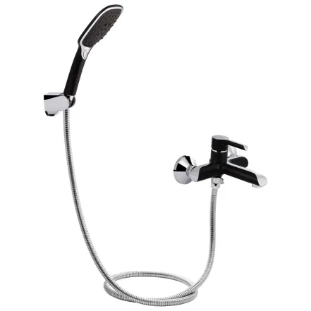 Смеситель для ванны Qtap Grand (с душевым гарнитуром) QTGRABCR006 Chrome/Black