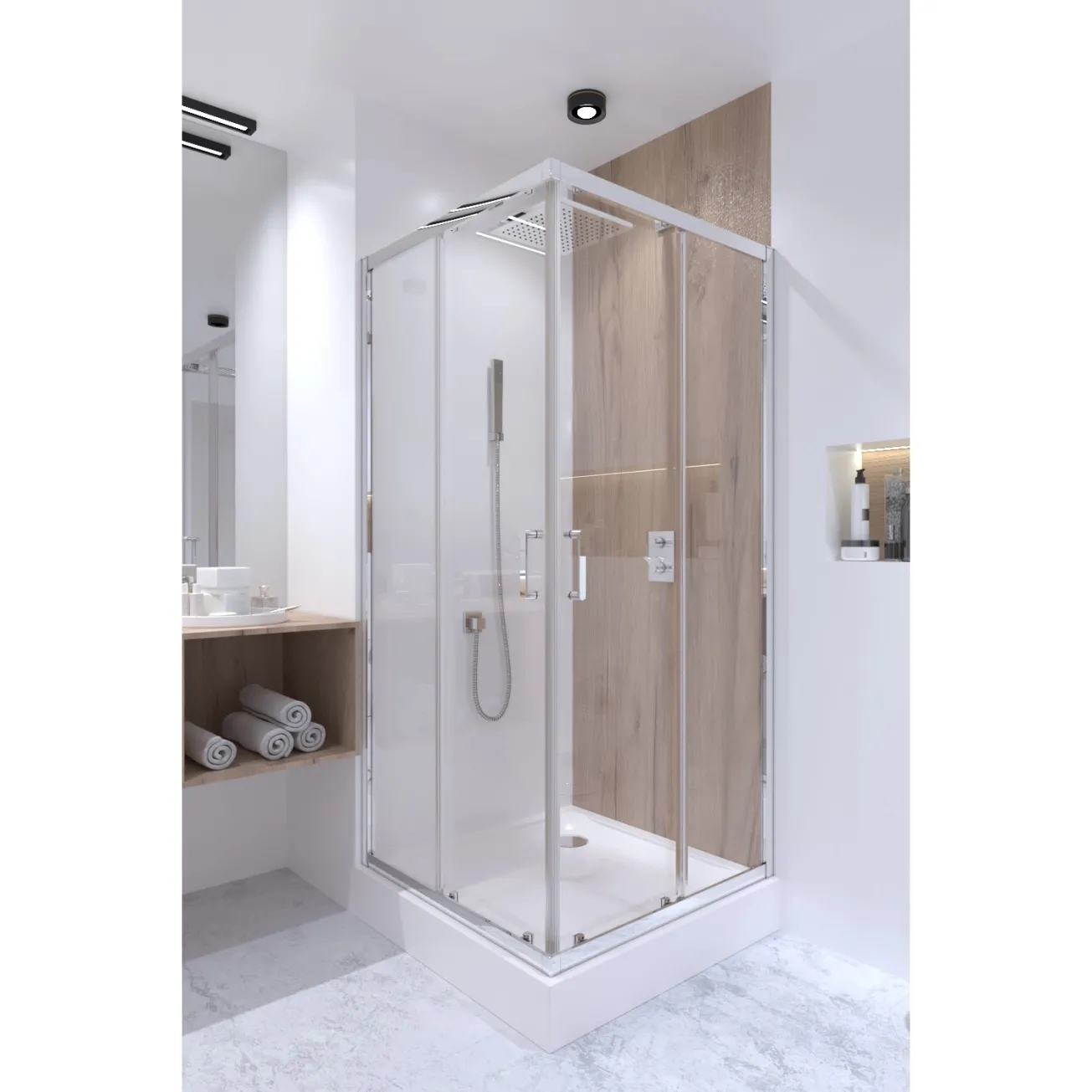 Душевая кабина Qtap Taurus CRM1099SC6 90х90 см, стекло Clear 6 мм покрытие CalcLess, без поддона Фото - 7