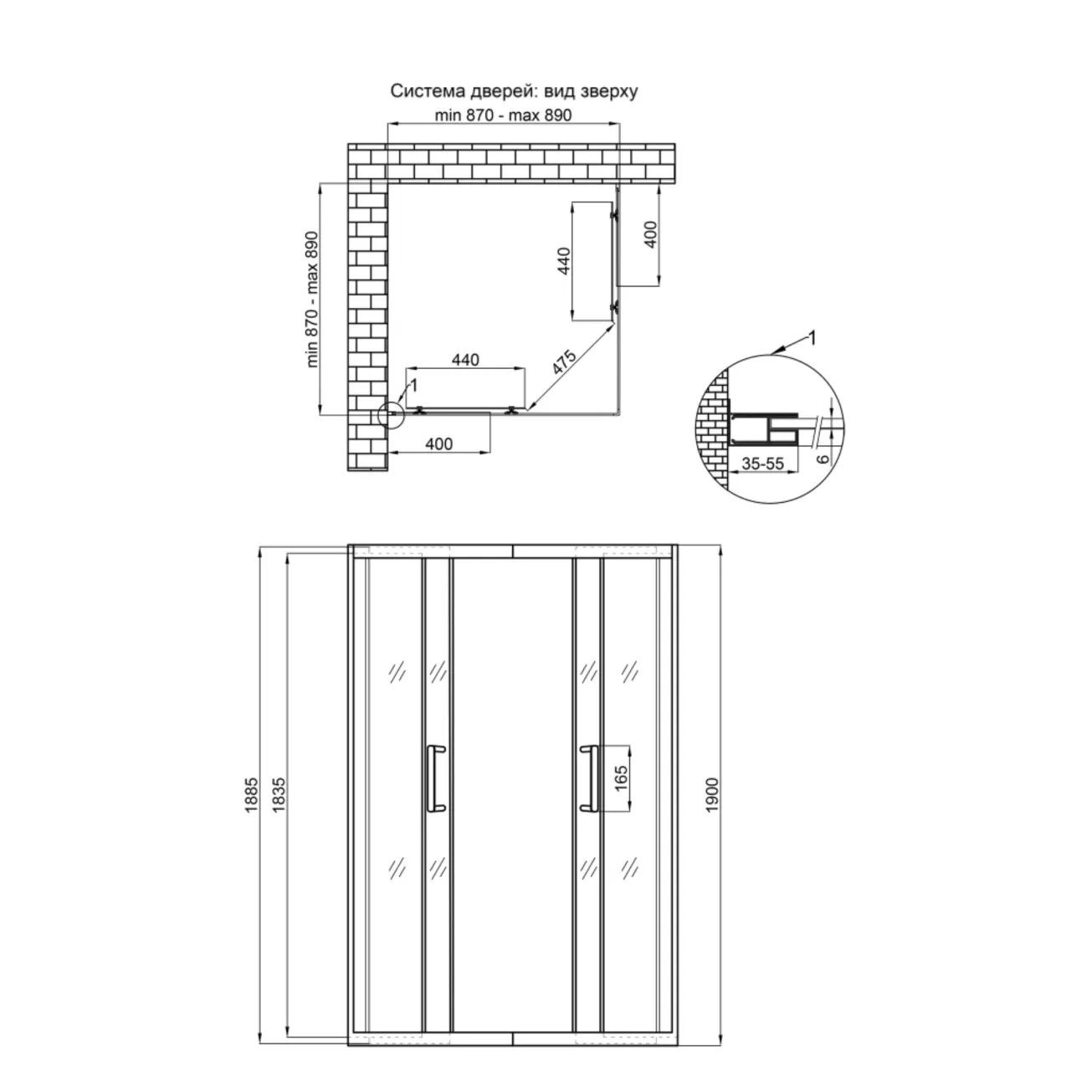 Душова кабіна Qtap Taurus BLA1099SC6 90х90 см, скло Clear 6 мм, покриття CalcLess, без піддона Фото - 1