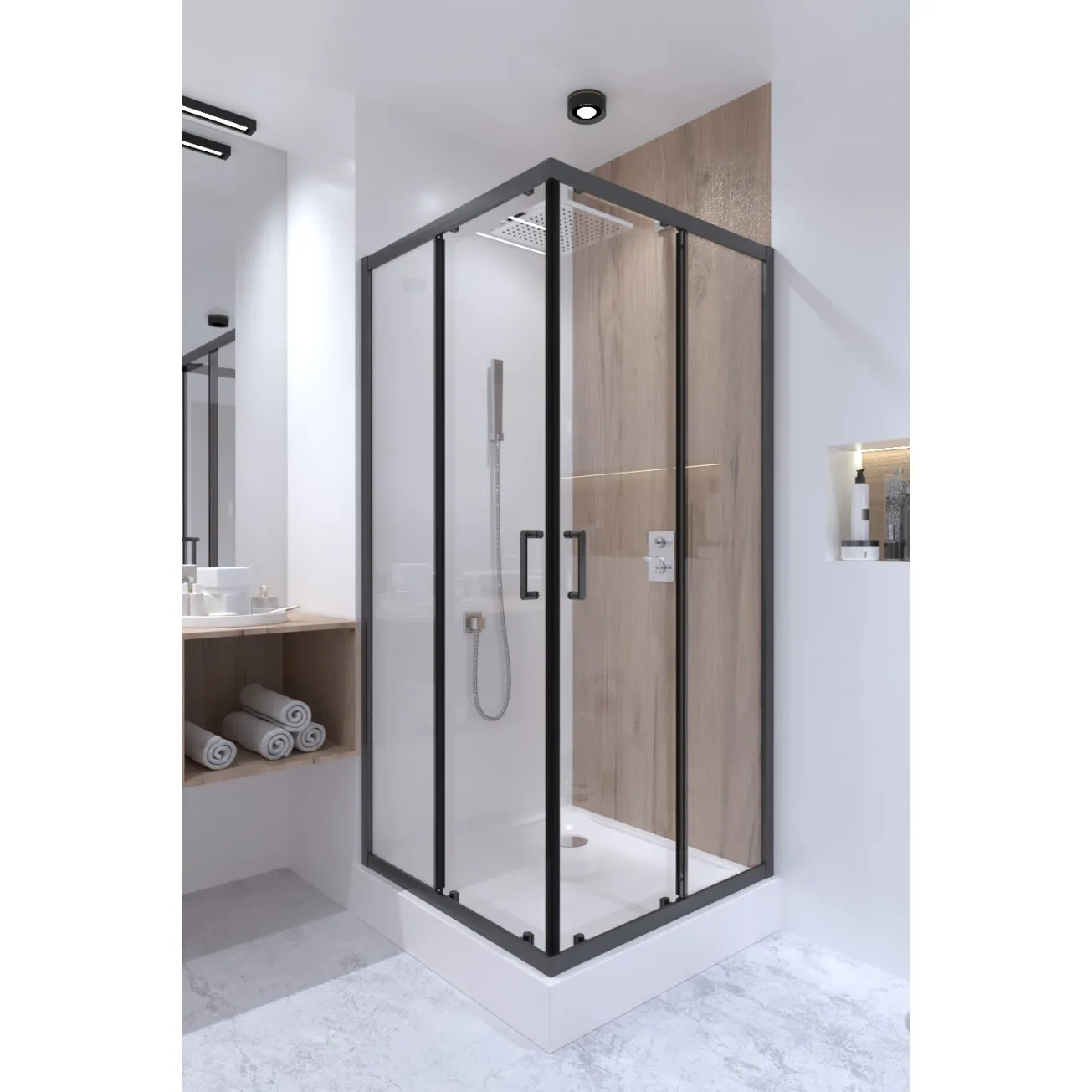 Душова кабіна Qtap Taurus BLA1099SC6 90х90 см, скло Clear 6 мм, покриття CalcLess, без піддона Фото - 7